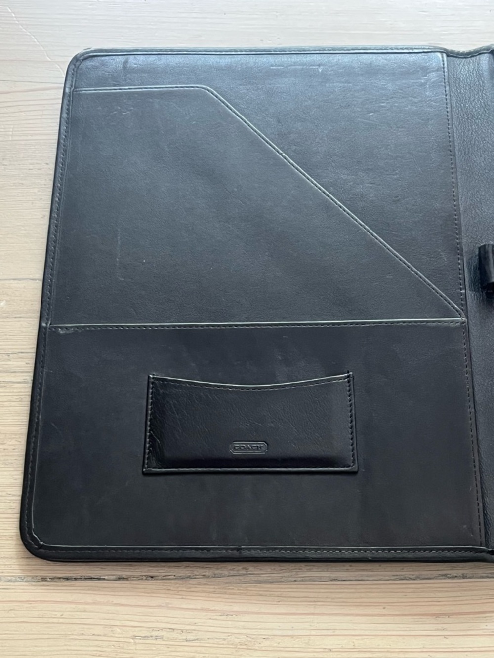 Vintage Coach Black Leather Bi-fold Portfolio Notebook Organizer Padfolio - Picture 2 of 10